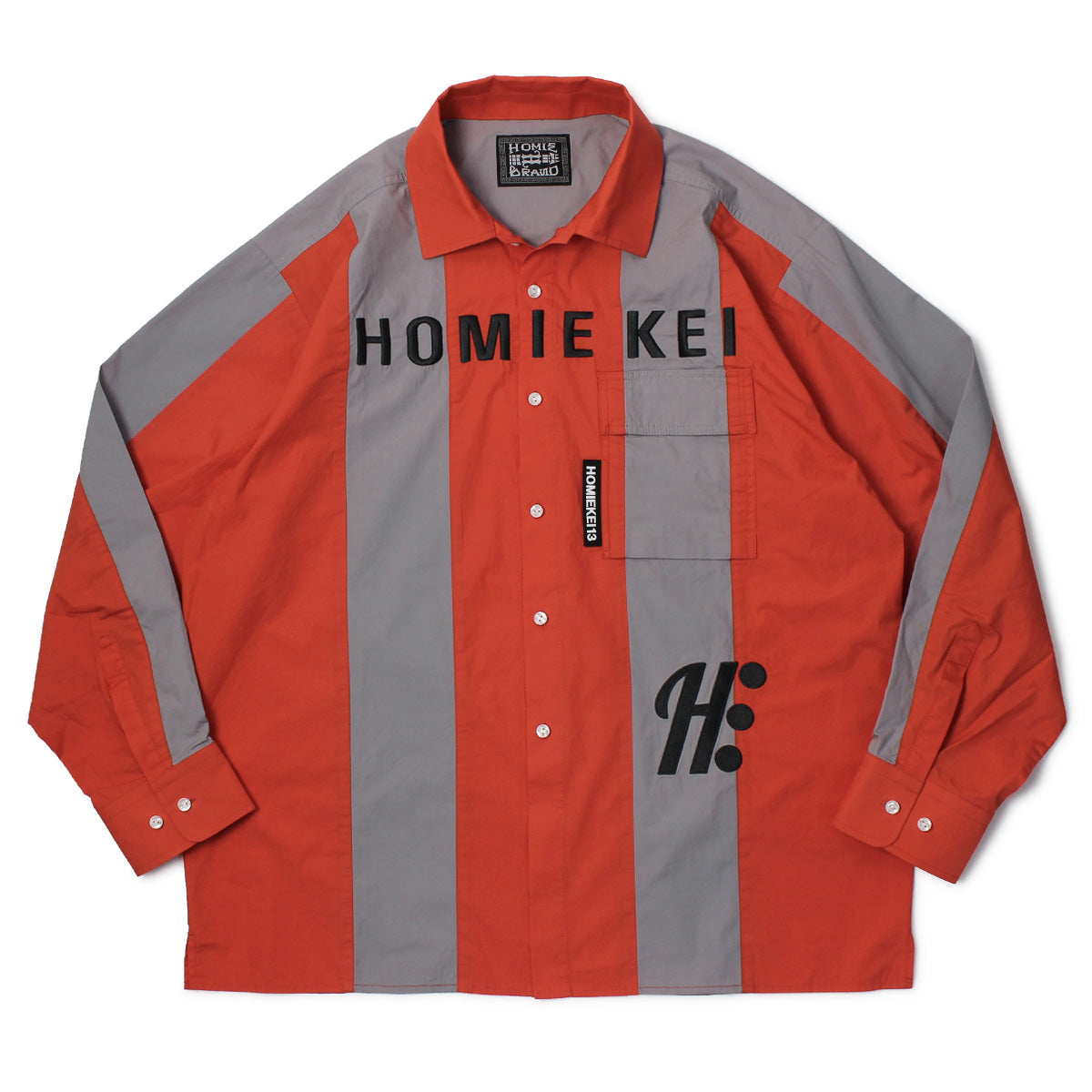 HOMIE KEI  / コットン 切替ストライプシャツ / レッド